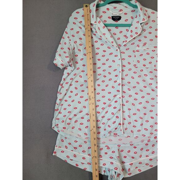 Kate Spade Blue Print Pajama Set Medium Shorts PJs Slumber Party EUC - Picture 6 of 11